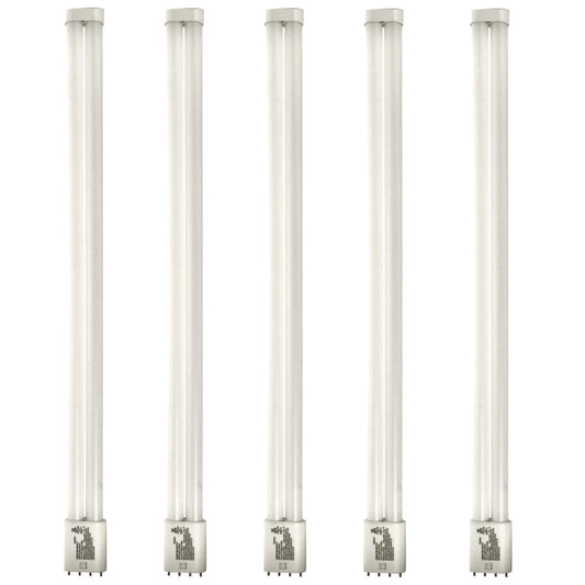 Damar- 22.5-Inch Twin Tube LTT LED Light Bulbs 4 Pin 2G11 Base 23W 2800 Lumens 4100K Cool White CRI82 120-277VAC Pack of 5- Long Linear Double Tube Replacement
