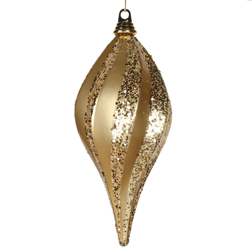 Vickerman 12'' Gold Glitter Swirl Drop Christmas Ornament