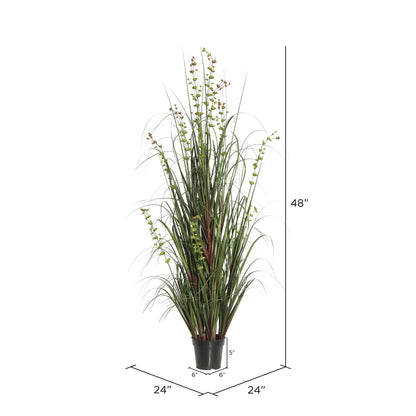 Vickerman 48" Artificial Potted Green Grass and Eucalyptus.