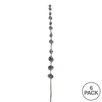 Vickerman 29.5" Artificial Gray Lavender Pom Pom Spray. Includes 6 sprays per pack.