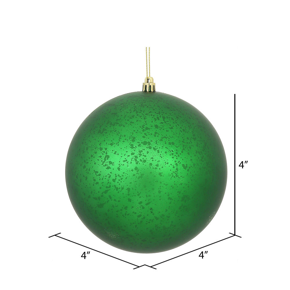 Vickerman 4" Green Matte Mercury Ball Ornament 6 per Bag.