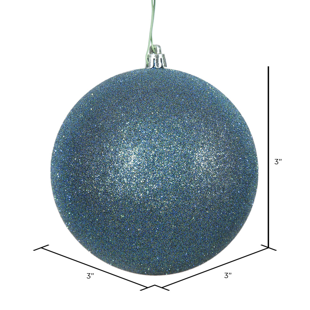 Vickerman 3" Sea Blue Glitter Ball Ornament 12 per Bag