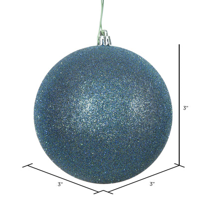 Vickerman 3" Sea Blue Glitter Ball Ornament 12 per Bag