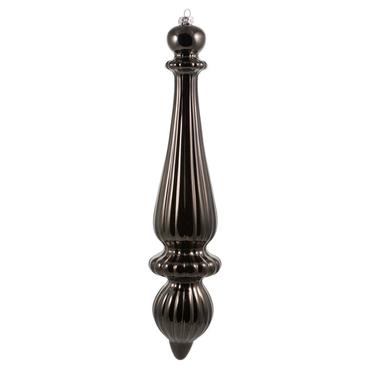 Vickerman 14" Gunmetal Shiny Finial Drop Christmas Ornament UV Treated with Drilled and Wired Cap 2 per bag