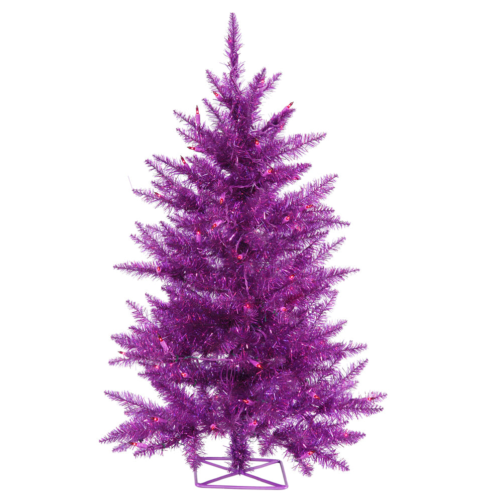 Vickerman 3' Purple Artificial Christmas Tree Purple Dura-lit Incandescent Lights