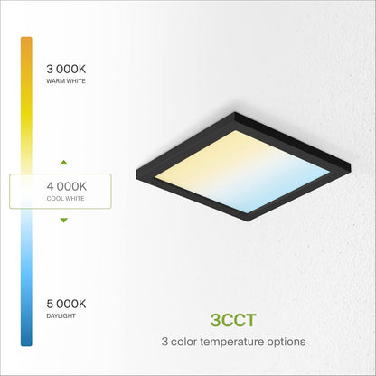 ASD Lighting LED Surface Mini Panel Square 9inch 18W 120V Triac 3000/4000/5000K Black ETL 6 pack