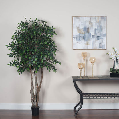 Vickerman 6' Artificial Mini Ficus Executive Black Plastic Pot