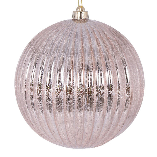 Vickerman 8" Rose Gold Shiny Lined Mercury Ball Ornament.