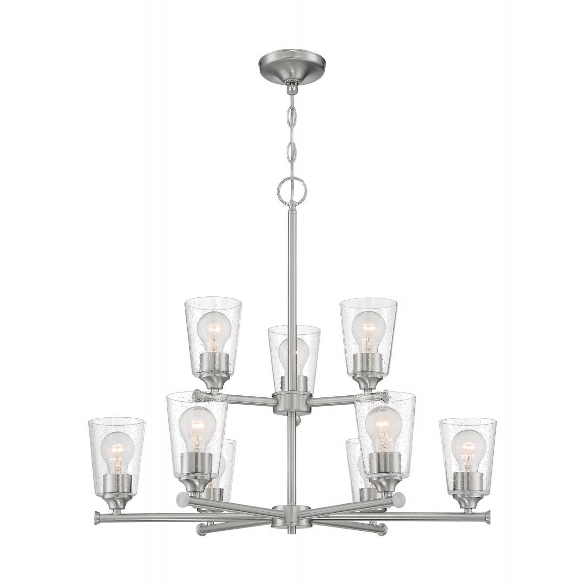 Satco Nuvo Bransel 5-9 Light Chandelier With Seeded Glass