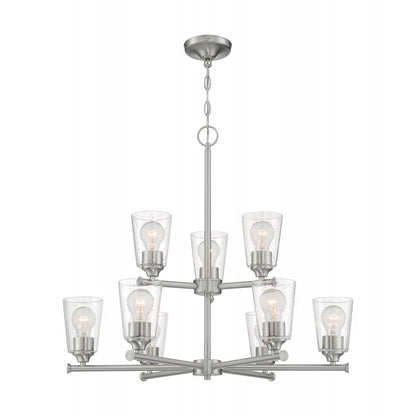 Satco Nuvo Bransel 5-9 Light Chandelier With Seeded Glass