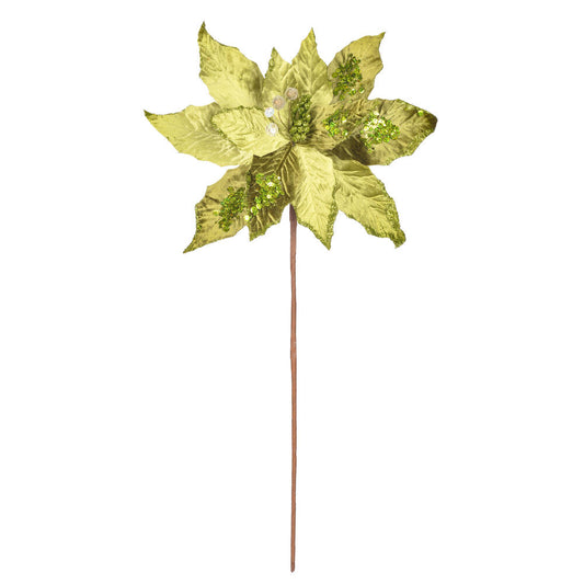 Vickerman 17" Artificial Lime Poinsettia Christmas Stem12" Flower  3 per bag