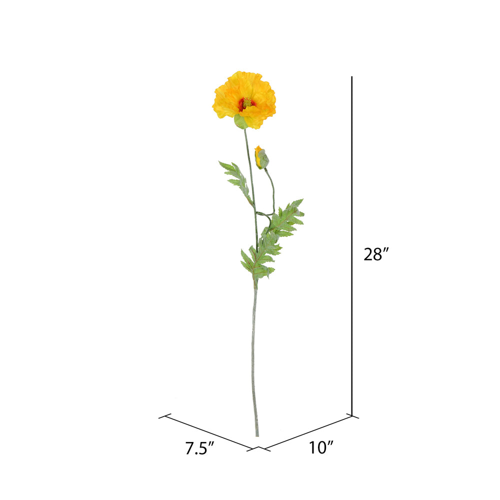 Vickerman 28" Artificial Yellow Poppy Spray. Includes 6 sprays per pack.