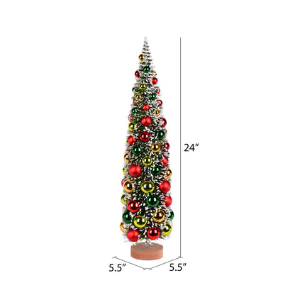 Vickerman 24" Vintage Tabletop Frosted Green Artificial Christmas Tree Red Frosted Green Gold Ornament