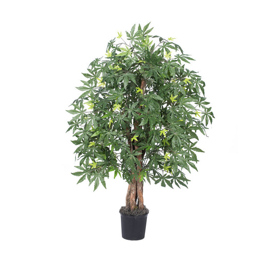 Vickerman 4' Artificial Japanese Maple Extra Full Bush Black Plastic Pot.