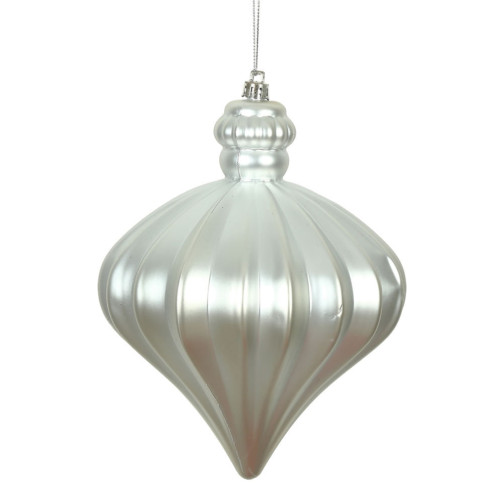 Vickerman 6" Silver Matte Onion Drop Christmas Ornament 4 per pack