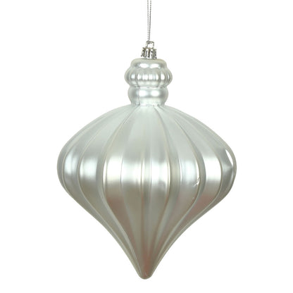 Vickerman 6" Silver Matte Onion Drop Christmas Ornament 4 per pack