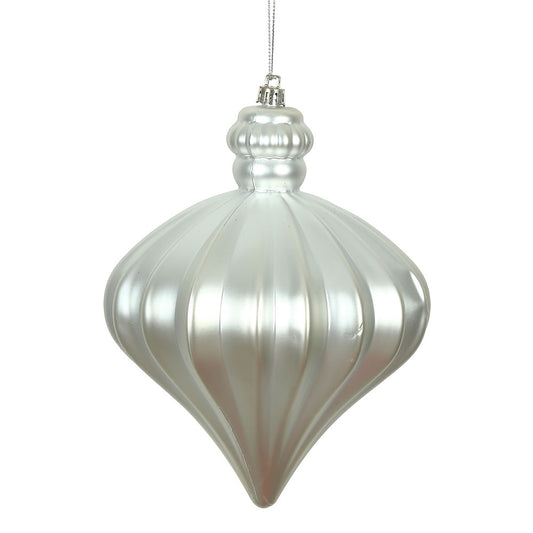 Vickerman 6" Silver Matte Onion Drop Christmas Ornament 4 per pack
