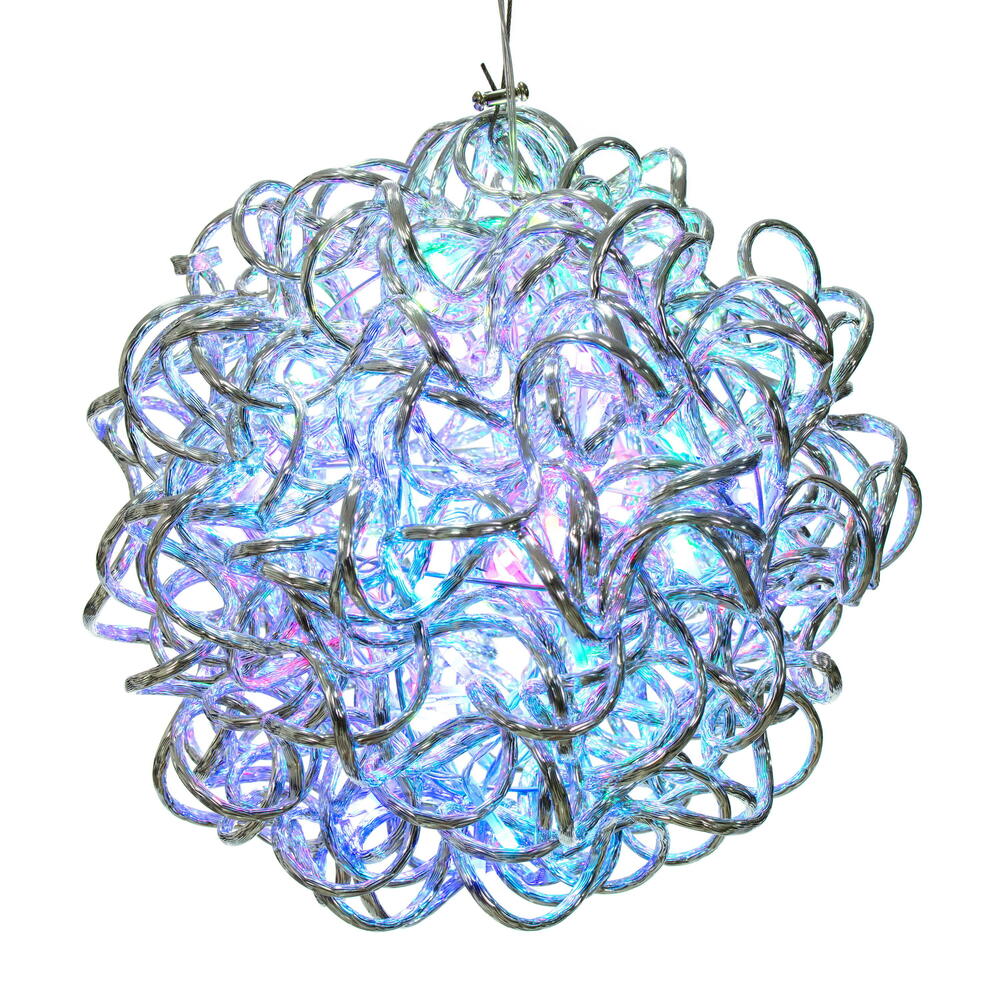 Vickerman 10" Spiral LED RGB Silver Aluminum Ball 80 Lights, Remote Control Distance up to 20 feet with Memory and Control up to 15 Balls, 15' Long Silver Plug Wire with UL Transformer for Indoor/Outdoor Use