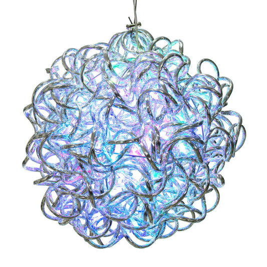 Vickerman 10" Spiral LED RGB Silver Aluminum Ball 80 Lights, Remote Control Distance up to 20 feet with Memory and Control up to 15 Balls, 15' Long Silver Plug Wire with UL Transformer for Indoor/Outdoor Use