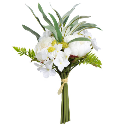 Vickerman 14'' Artificial White Peony Bouquet Pack of 2