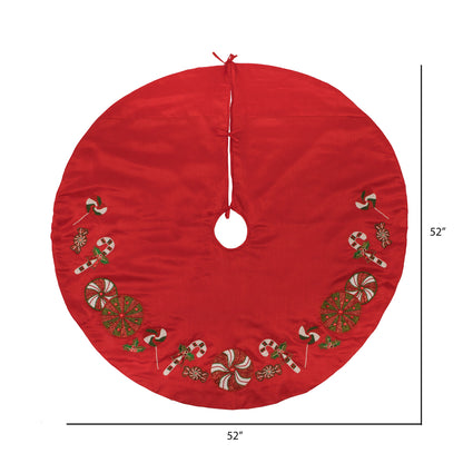 Vickerman 52" Red Beaded Candy Cane Christmas Tree skirt