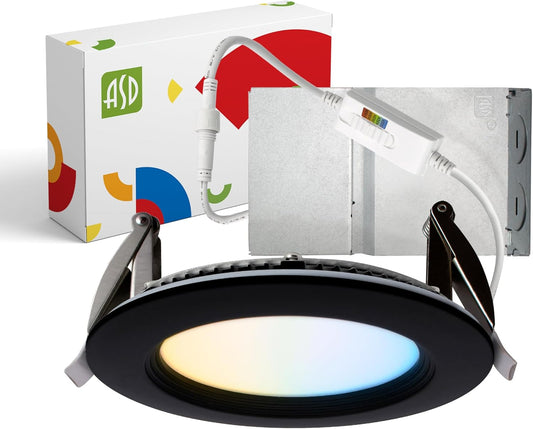 ASD Lighting LED Recessed Mini Panel Round 4inch 12W 120-277V 0-10V Dimmable 2700/3000/3500/4000/5000K with Baffle Trim Black ETL Energy Star