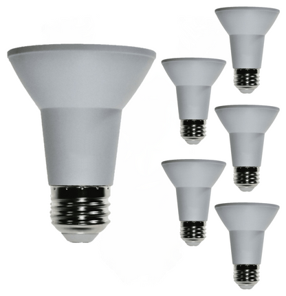 Damar PAR20 LED Long Neck Flood Light Bulb 5W 500 Lumen E26 Medium Base 4000K Cool White Ideal for Track & Recessed Spot Light Bulbs 120V CRI80 40° Beam Angle White Finish Pack of 6