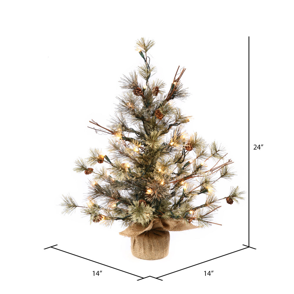 Vickerman 24" Dakota Pine Artificial Christmas Tree Warm White Dura-lit LED Lights