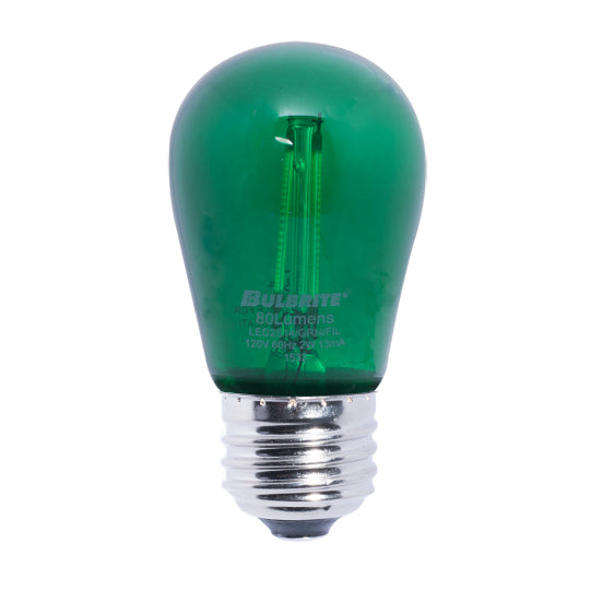 Bulbrite LED2S14/GRN/FIL 2-Watt LED S14 Sign Bulb, 10W Equivalent, Medium Base, Green