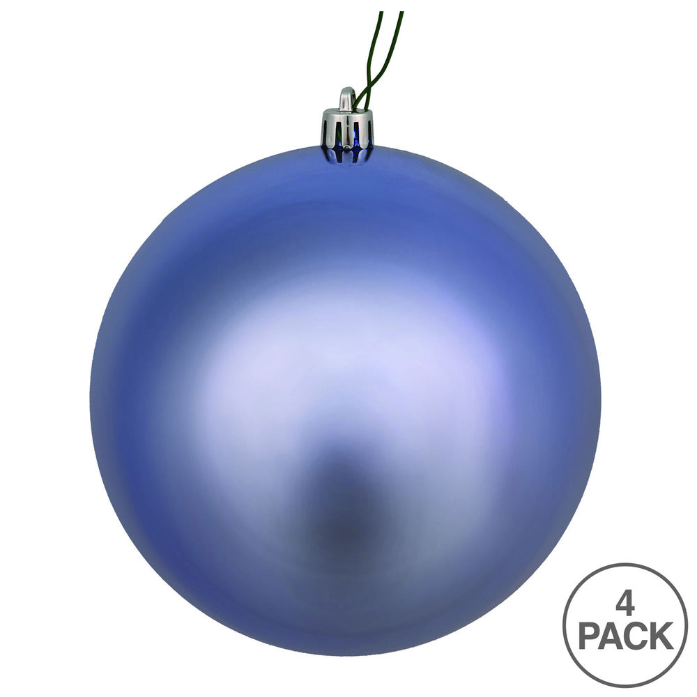 Vickerman 6" Periwinkle Shiny Ball Ornament 4 per Bag