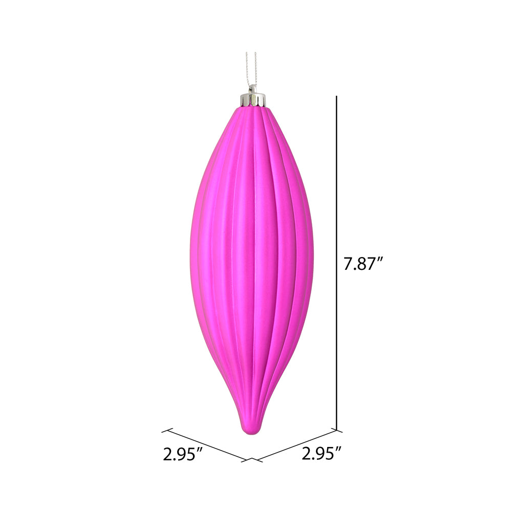 Vickerman 8" Fuchsia Matte Line Finial Ornament Pack of 4