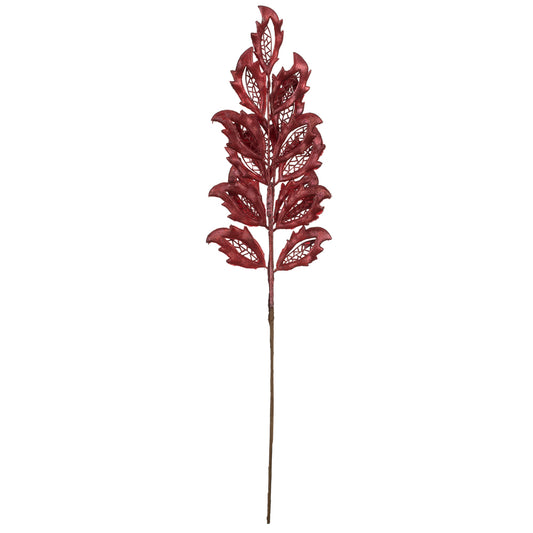 Vickerman 22" Red Matte Mistletoe Leaf Artificial Christmas Spray. Includes 12 sprays per pack.