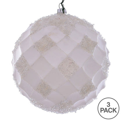 Vickerman 4.75" White Net Beaded Ball 3 per Bag