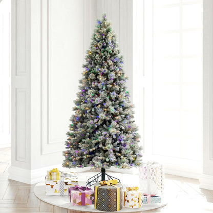 Vickerman 7.5' x 46" Flocked Jackson Pine Artificial Pre-Lit Christmas Tree Multi-Colored Lights.