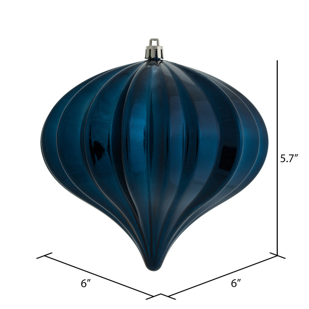 Vickerman 5.7" Midnt Blue Shiny Onion Christmas Ornament UV treated Set of 3