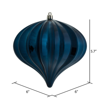 Vickerman 5.7" Midnt Blue Shiny Onion Christmas Ornament UV treated Set of 3