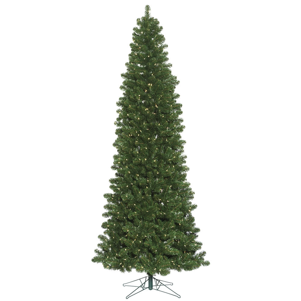 Vickerman 9.5' Oregon Fir Slim Artificial Christmas Tree Wide Angle Single Mold Warm White LED Lights