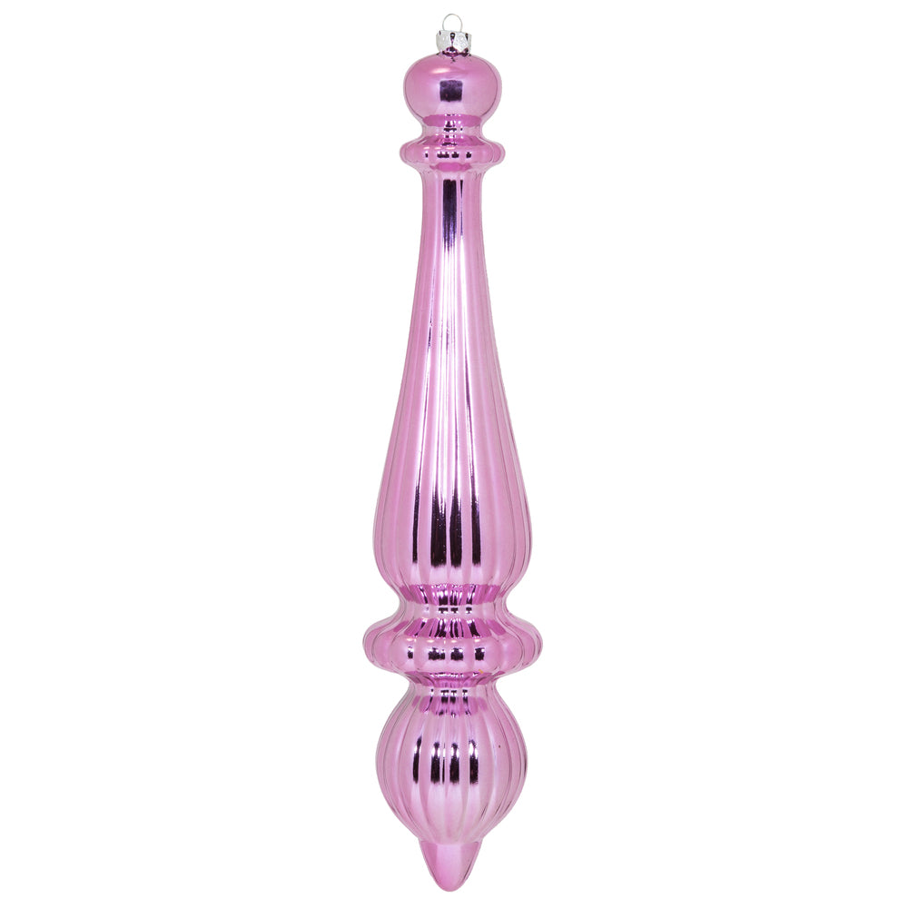 Vickerman 14" Pink Shiny Finial Drop Christmas Ornament UV Treated with Drilled and Wired Cap 2 per bag