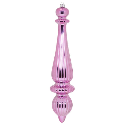 Vickerman 14" Pink Shiny Finial Drop Christmas Ornament UV Treated with Drilled and Wired Cap 2 per bag