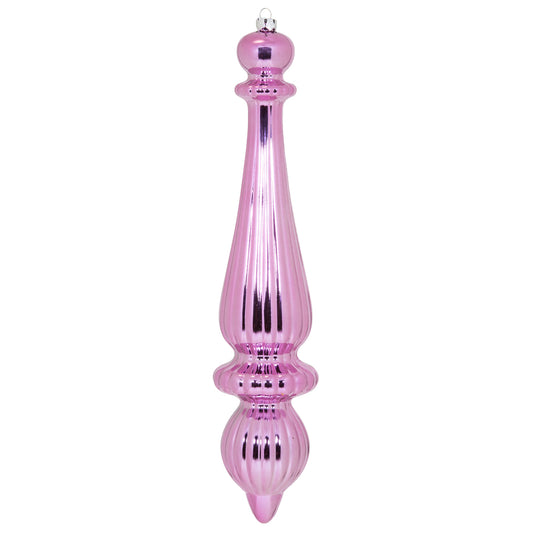 Vickerman 14" Pink Shiny Finial Drop Christmas Ornament UV Treated with Drilled and Wired Cap 2 per bag