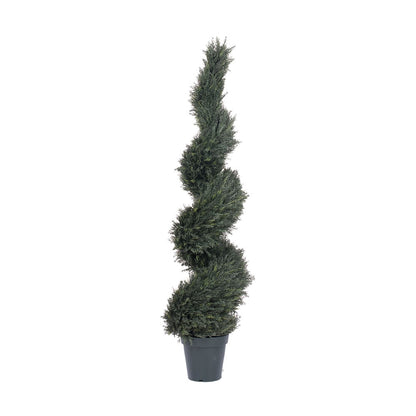 Vickerman 63" Artificial UV Resistant Pond Cypress Spiral in Two Tone Green Pot.