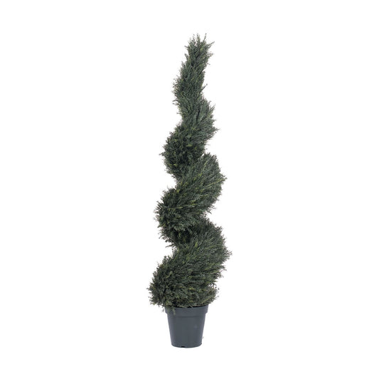 Vickerman 63" Artificial UV Resistant Pond Cypress Spiral in Two Tone Green Pot.