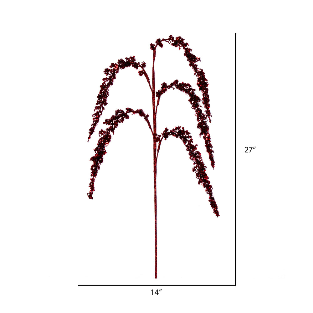 Vickerman 27" Artificial Red Glitter Setaria Christmas Spray 3 sprays per pack.