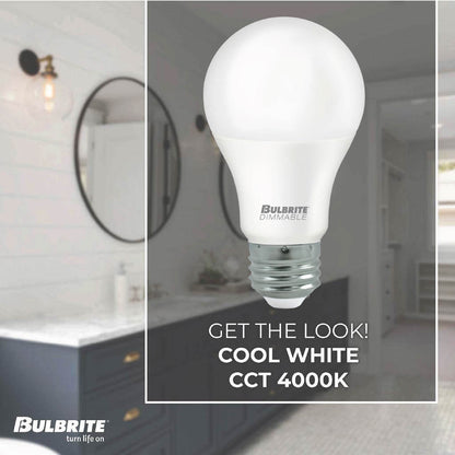 Bulbrite 774264 LED Filament 9 Watt Dimmable A19 Light Bulb with Frost Finish and Medium Screw E26 Base - 4000K(Cool White Light), 800 Lumens