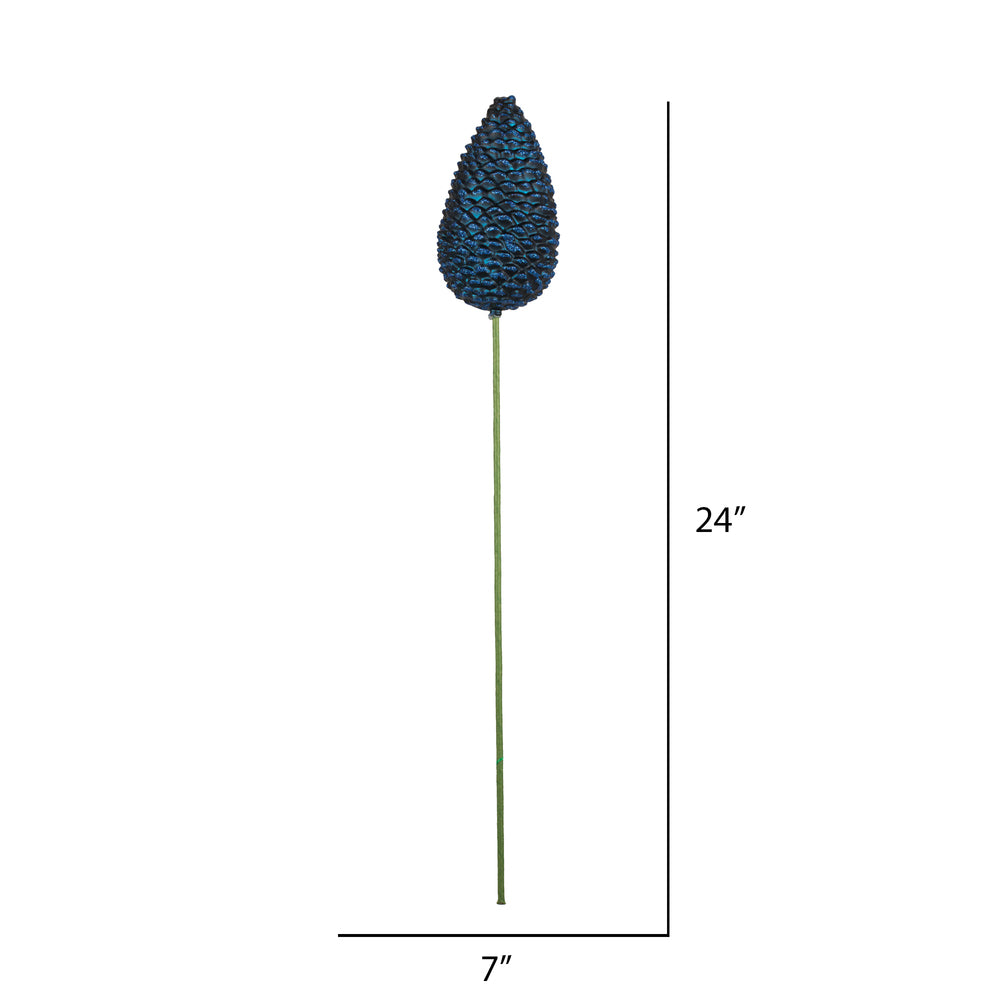 Vickerman 24" x 7" Midnight Blue Matte Glitter Pinecone Aritificial Christmas Stick 4 per set