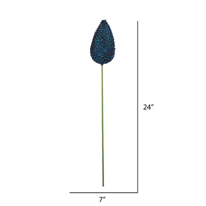 Vickerman 24" x 7" Midnight Blue Matte Glitter Pinecone Aritificial Christmas Stick 4 per set