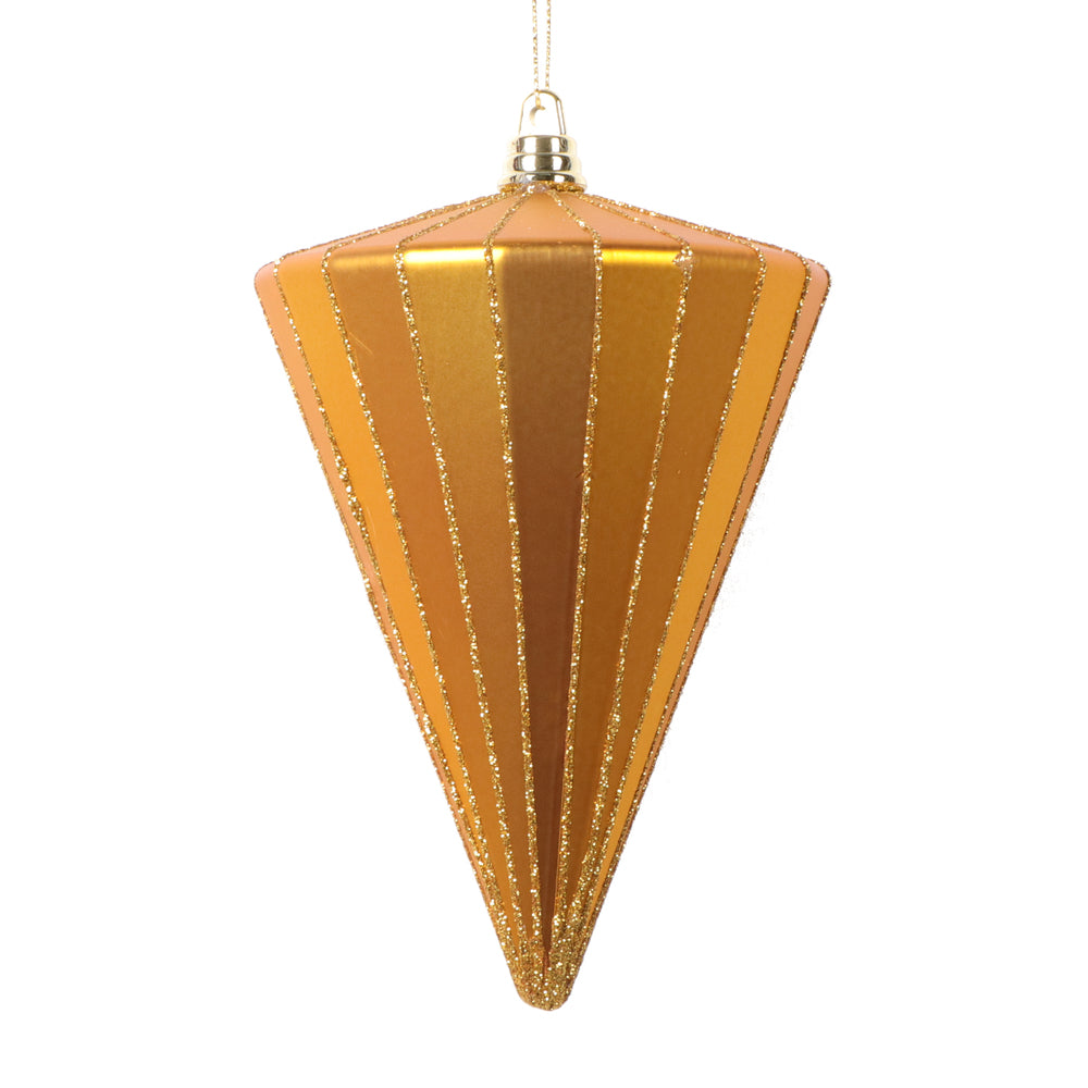 Vickerman 6" Matte Antique Gold Cone Ornament 3 per bag.