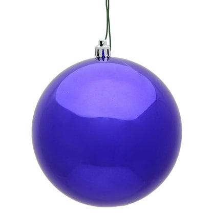 Vickerman 6" Purple Shiny Ball Ornament 4 per Bag