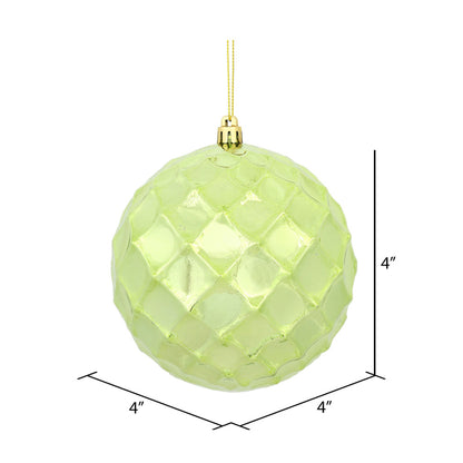 Vickerman 4" Celadon Shiny Diamond Bauble Ornament 6 per Bag