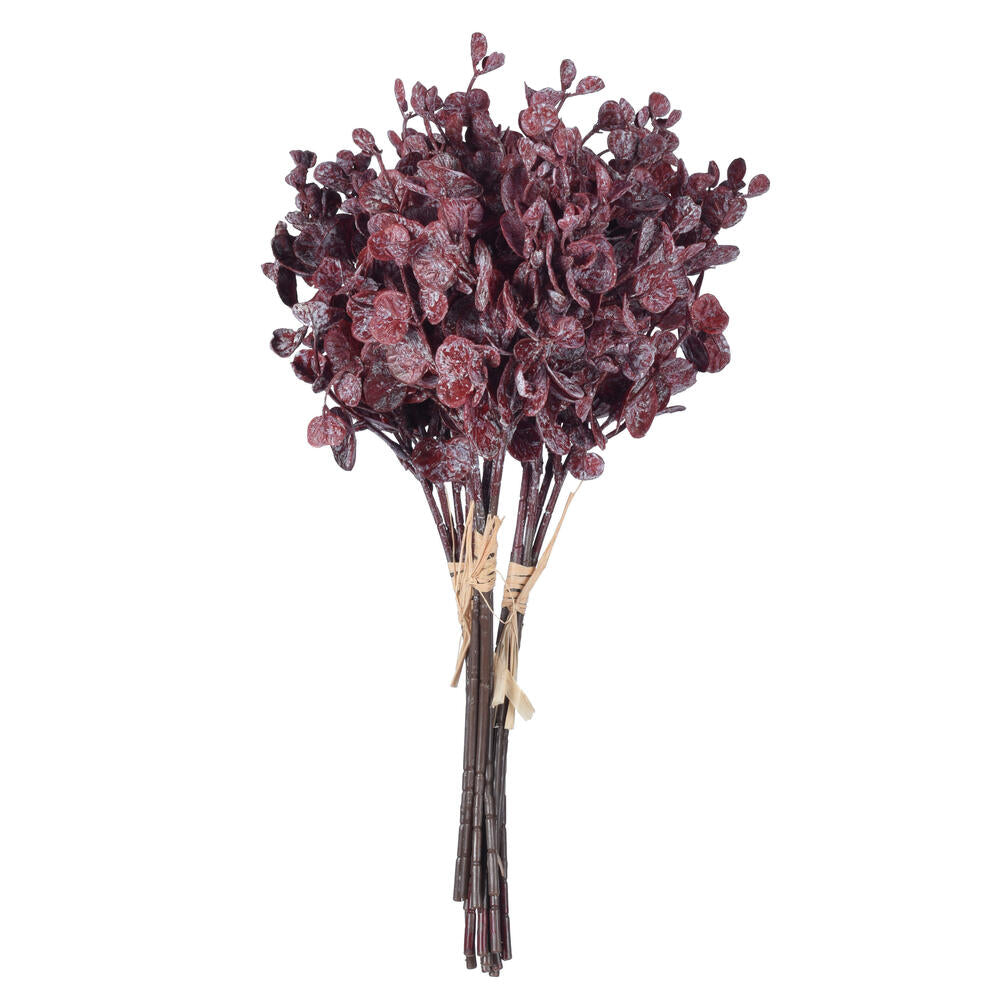 Vickerman 14" Burgundy Artificial Eucalyptus Bundle 3 per bag.